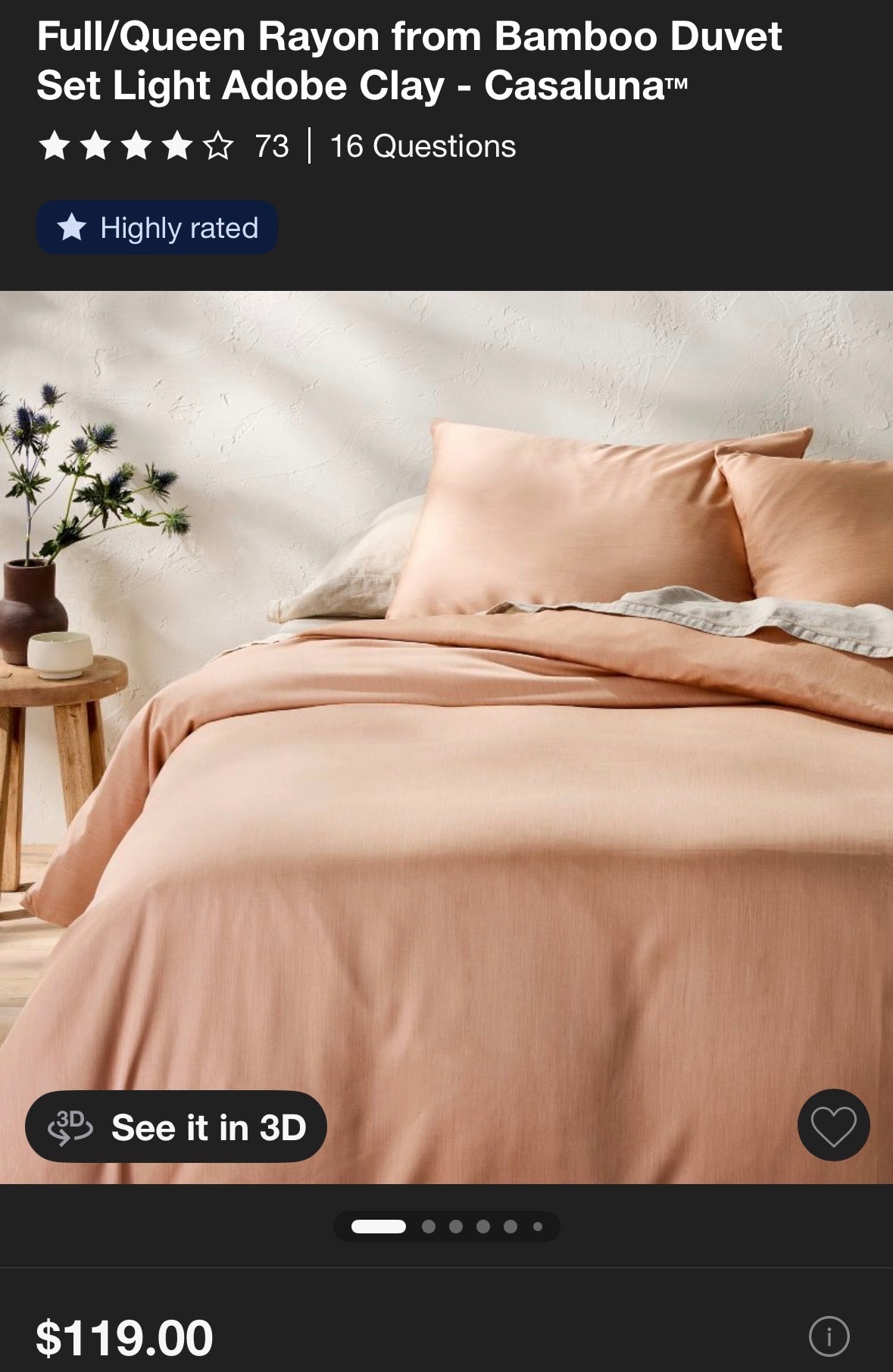 Casaluna Full/Queen Blissful Bamboo Duvet Set, New