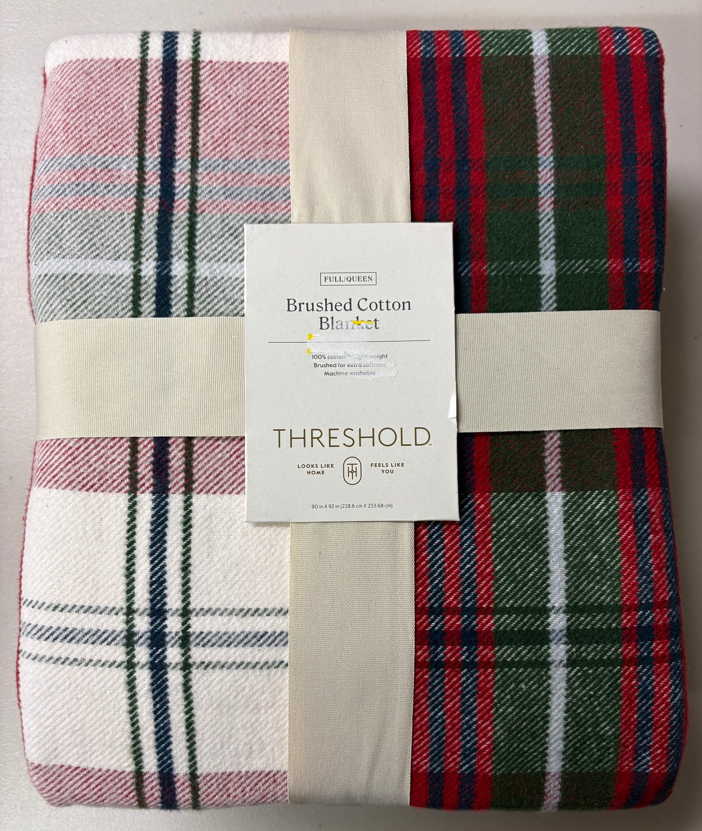 Threshold Full/Queen Brushed Cotton Bed Blanket, New