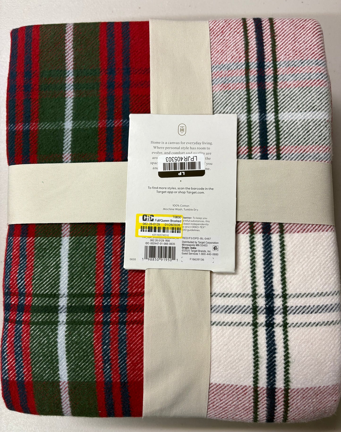 Threshold Full/Queen Brushed Cotton Bed Blanket, New