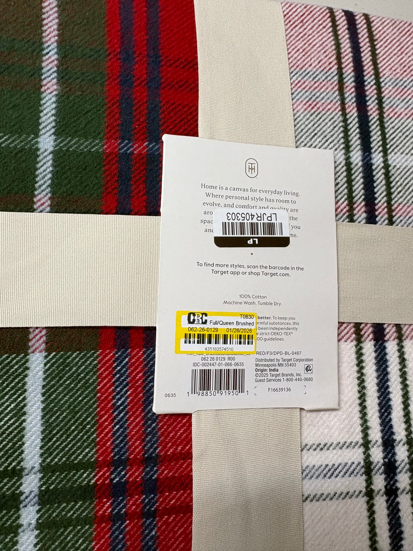 Threshold Full/Queen Brushed Cotton Bed Blanket, New