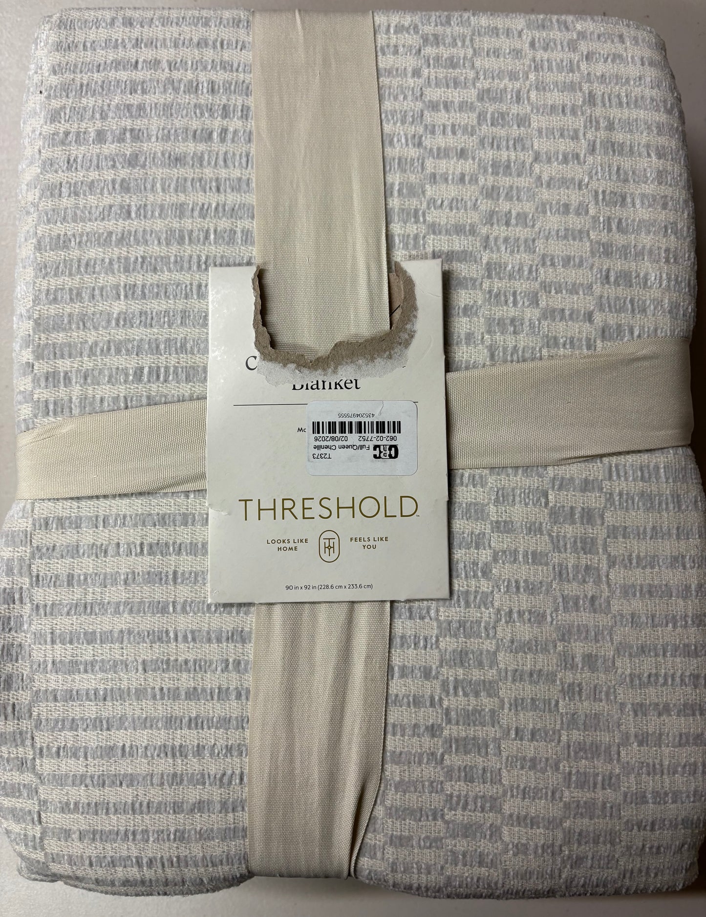 Threshold Full/Queen Chenille Jacquard Bed Blanket, New
