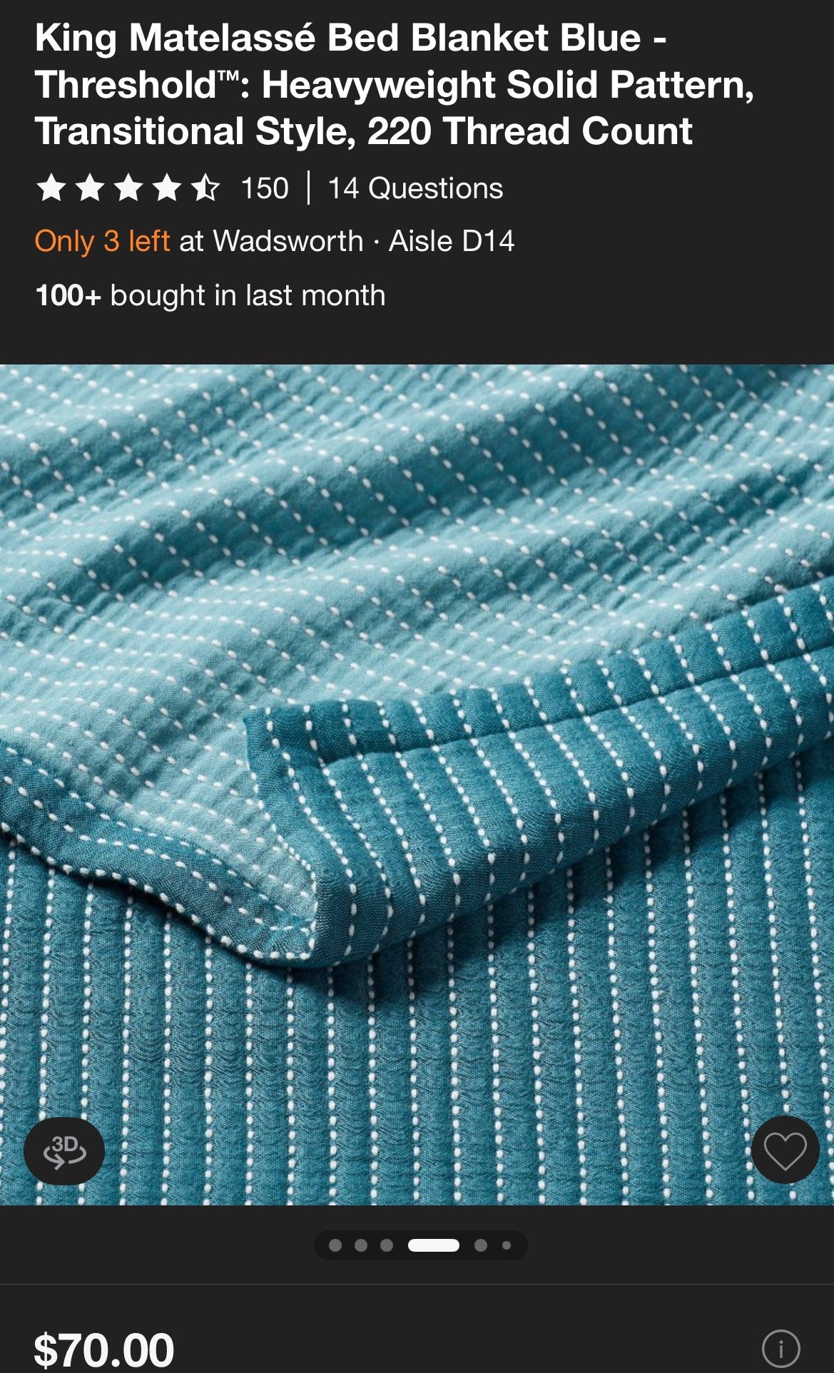 Threshold King Matelasse Bed Blanket, New
