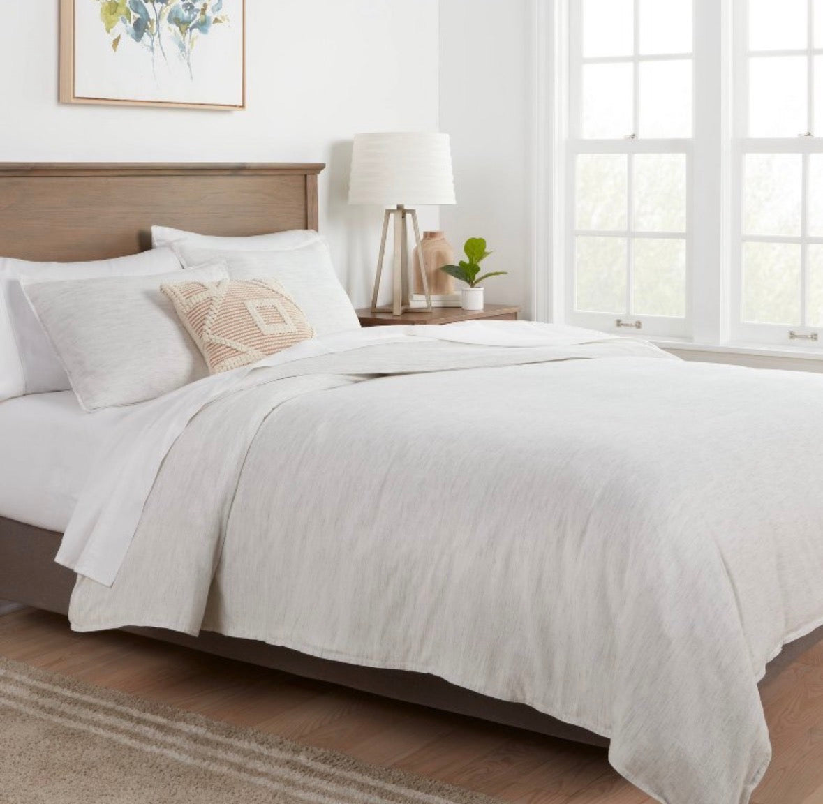 Threshold Full/Queen Space Dyed Cotton Linen Duvet Set, New