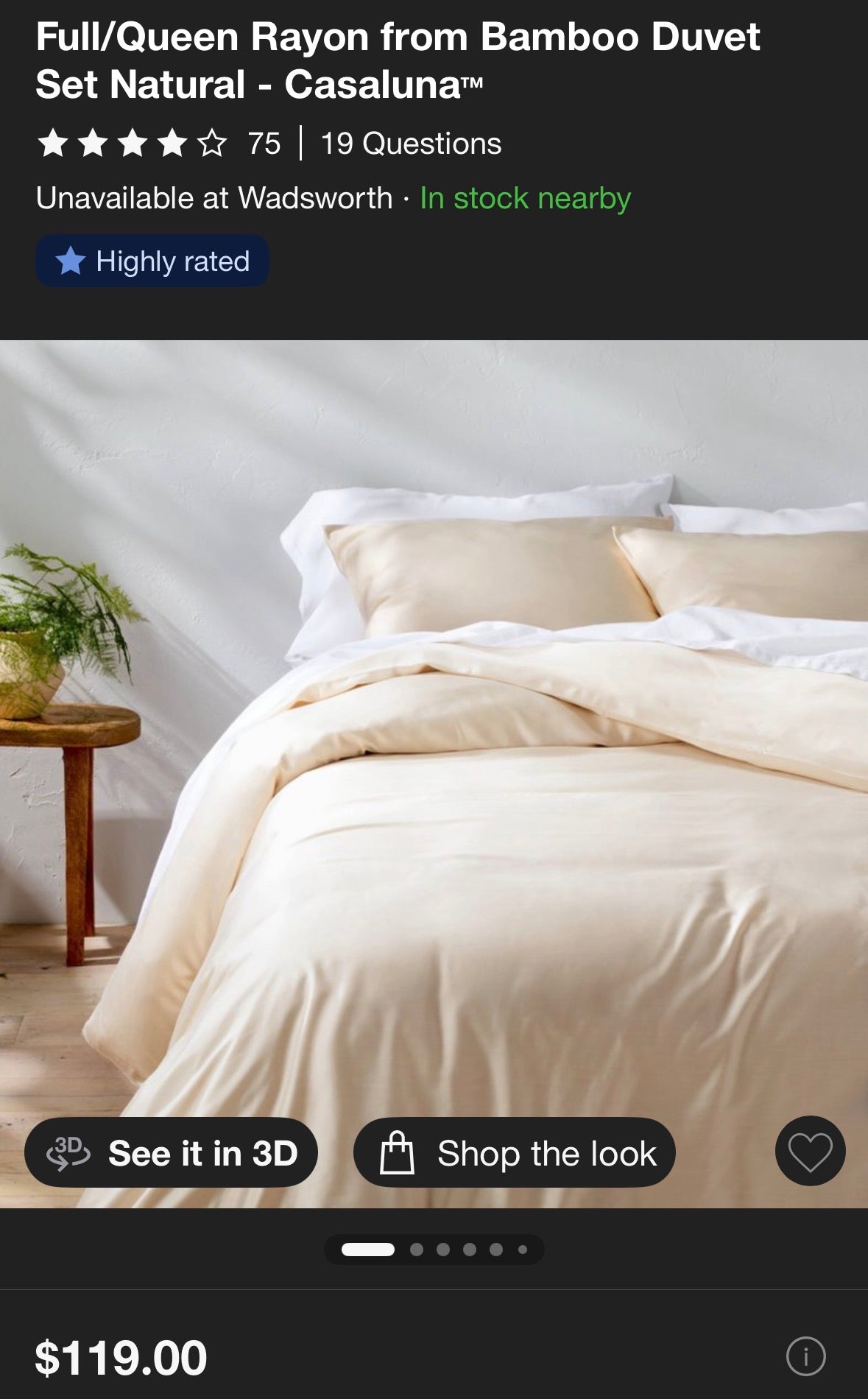 Casaluna Full/Queen Blissful Bamboo Duvet Set, New