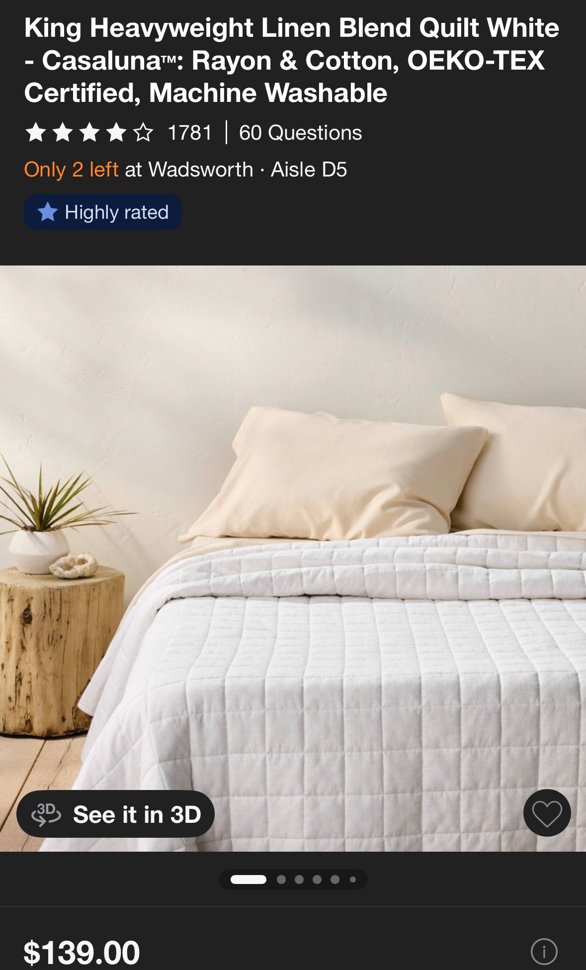 Casaluna King Heavyweight Linen Blend Quilt