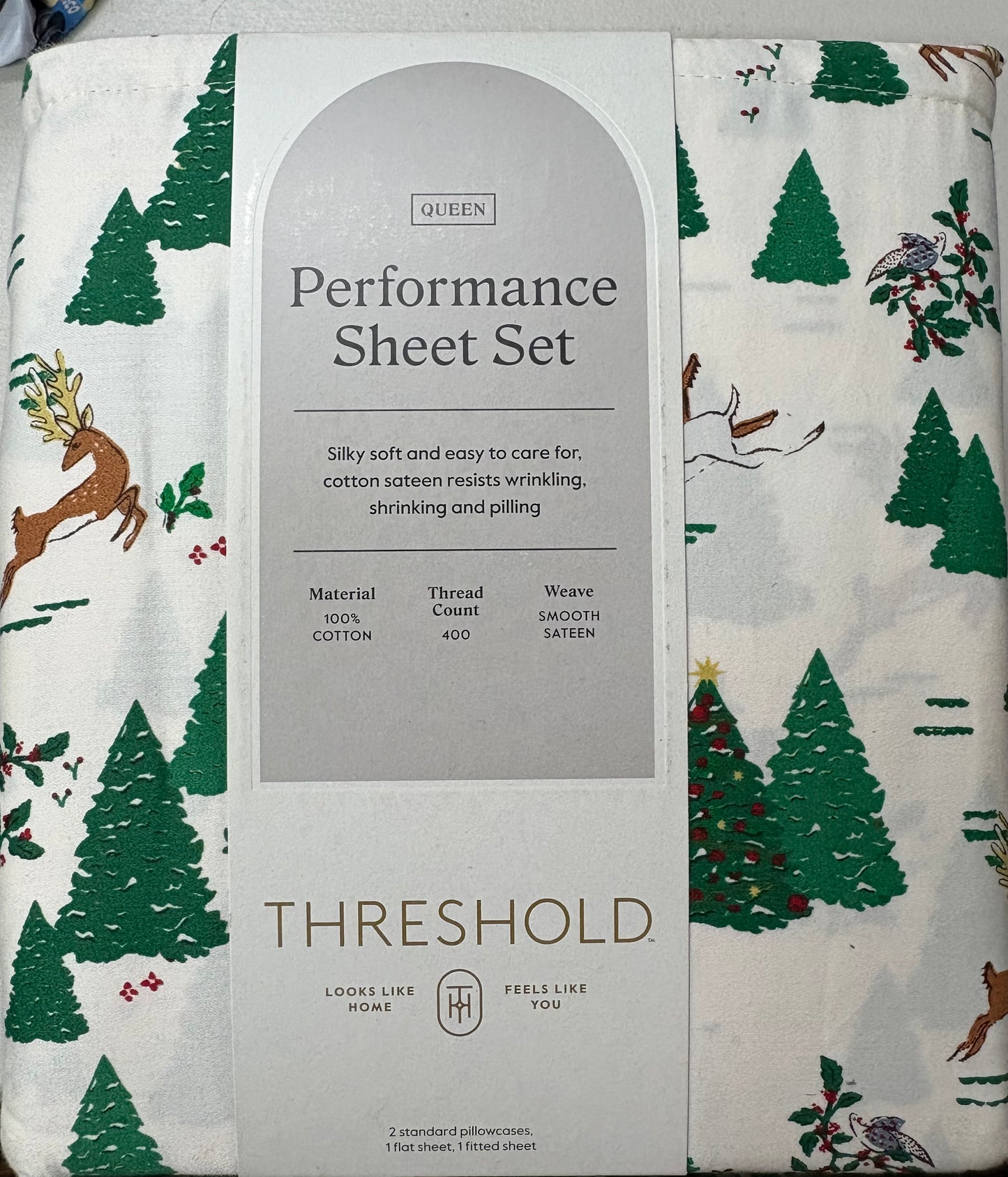 Threshold Queen Printed Performance Sheet Set, New