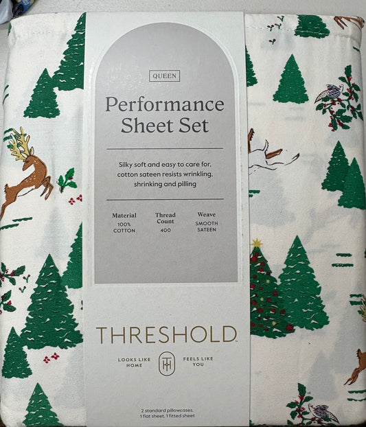 Threshold Queen Printed Performance Sheet Set, New