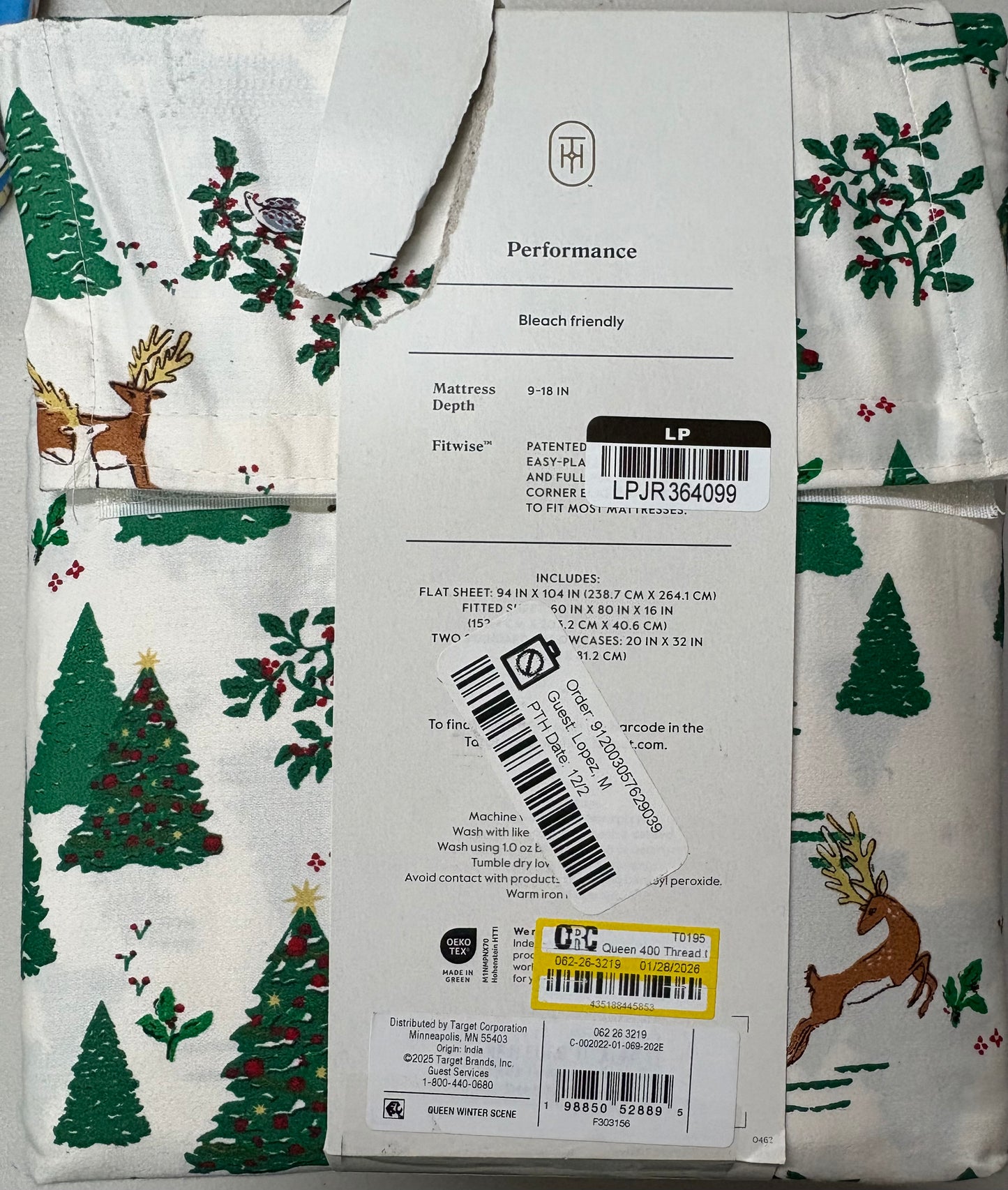 Threshold Queen Printed Performance Sheet Set, New