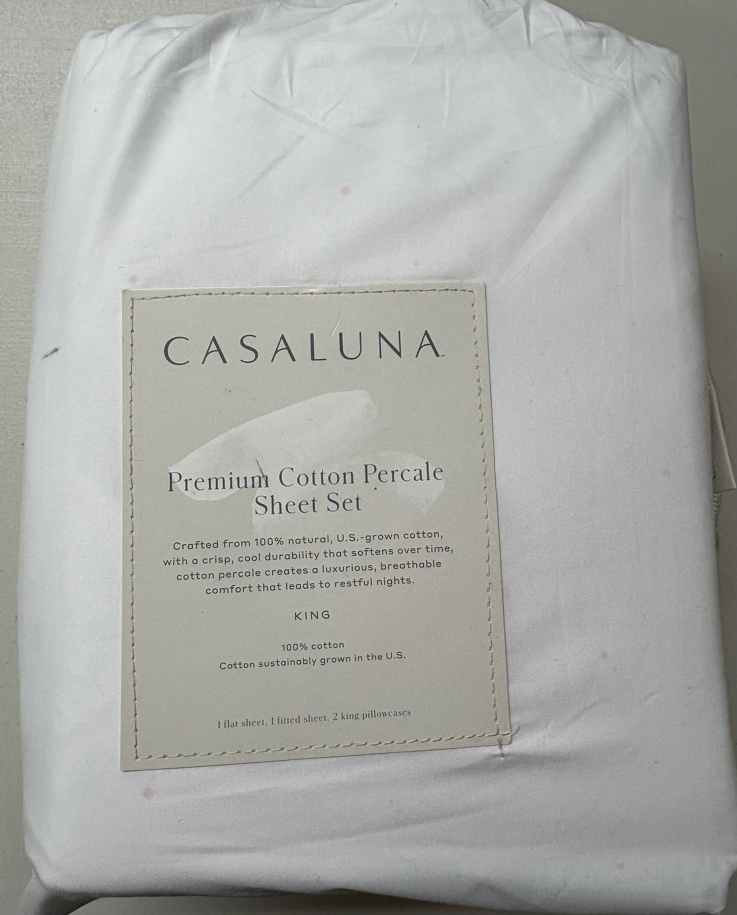 Casaluna King Premium Cotton Percale Sheet Set, New