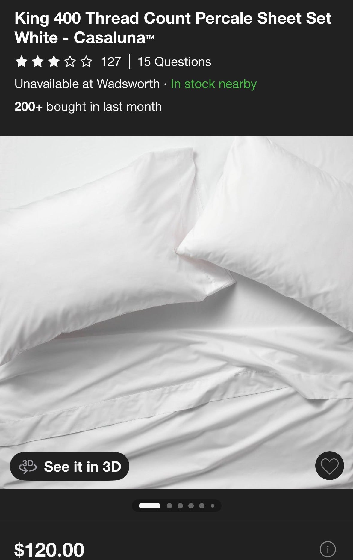 Casaluna King Premium Cotton Percale Sheet Set, New