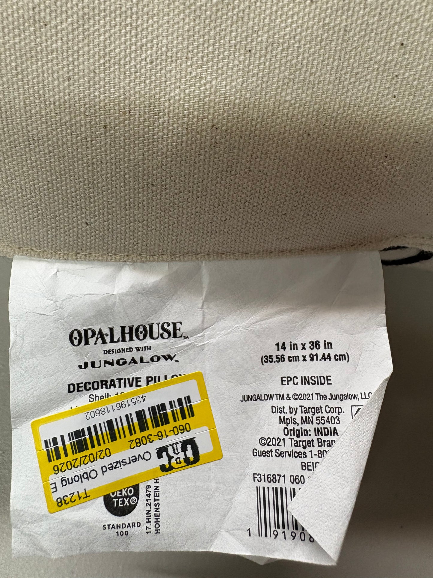 Opalhouse Jungalow Oversized Oblong 14”x36” Embroidered Throw Pillow, New