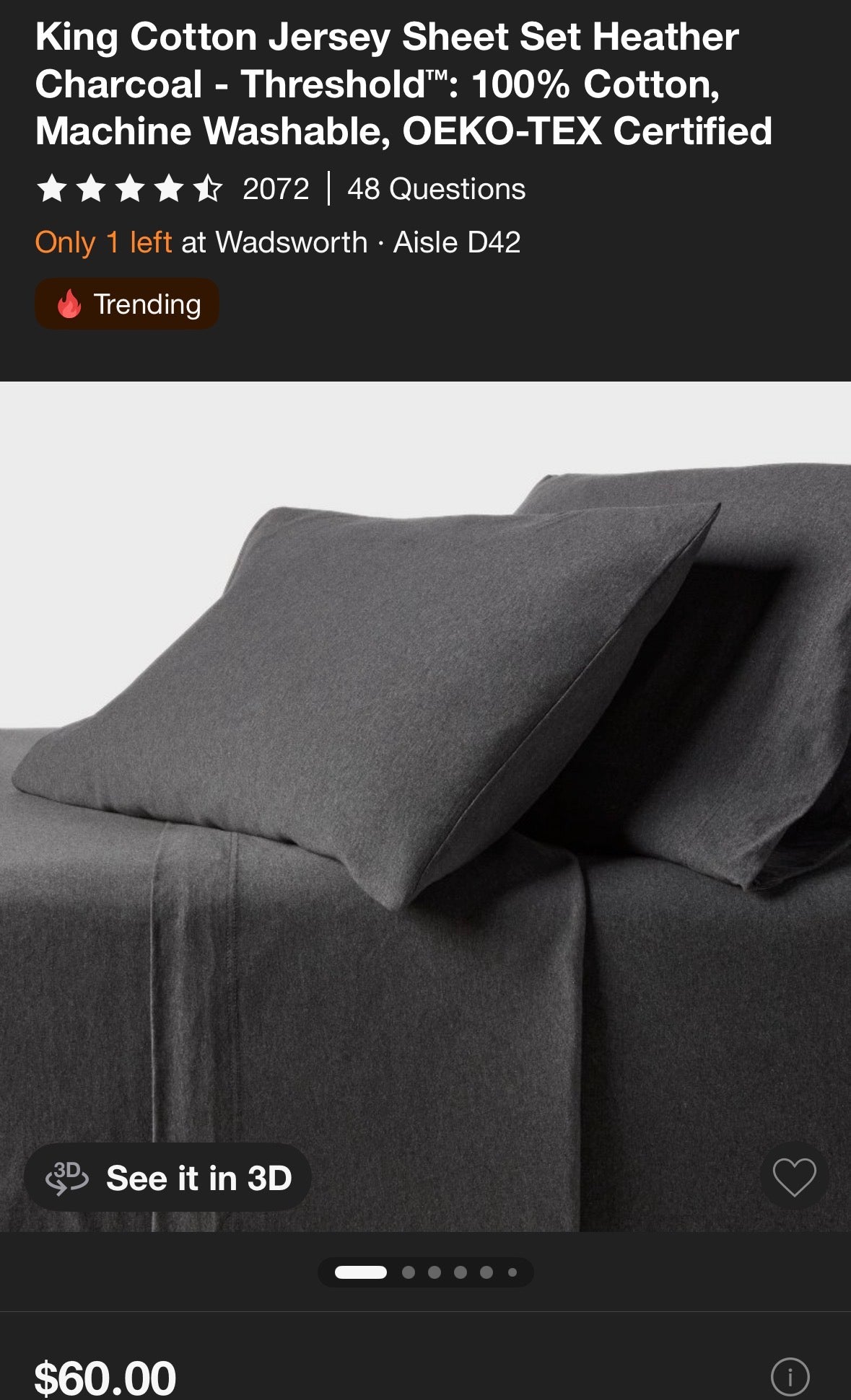Threshold King Jersey Cotton Sheet Set, New