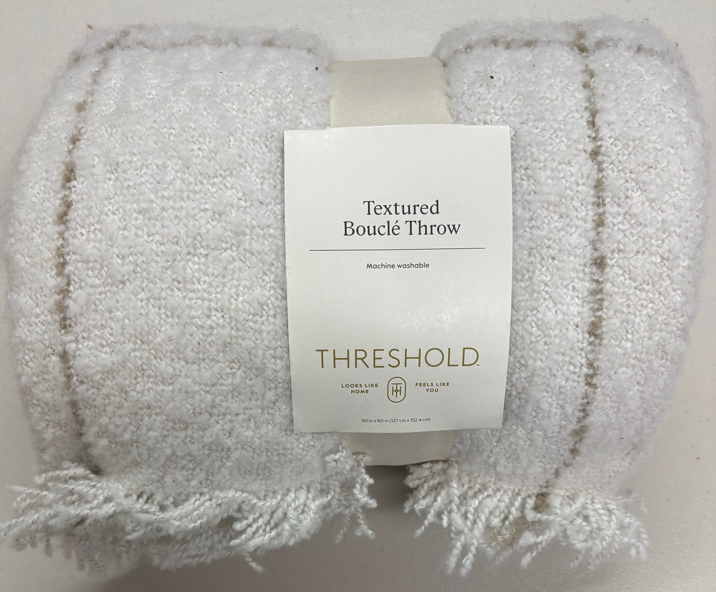 Threshold 50”x60” Textured Boucle Windowpane Throw Blanket, New