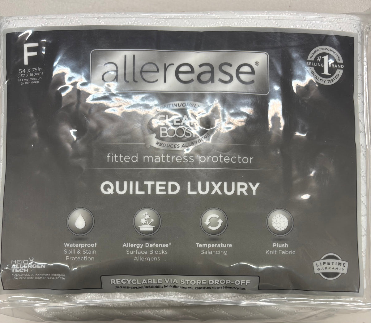 Allerease Full Quilted Mattress Protector, New