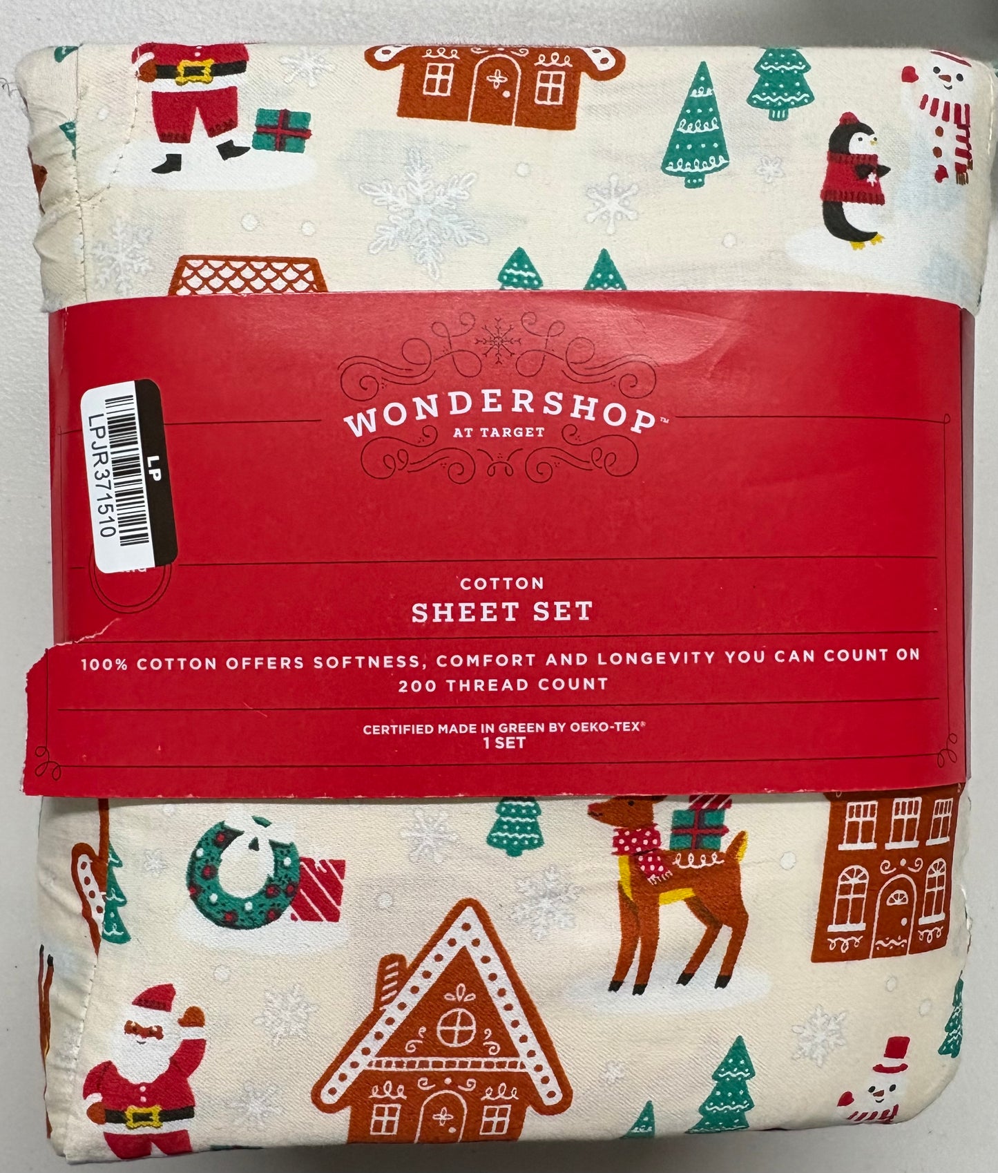 Wondershop King 100% Cotton Holiday Sheet Set, New