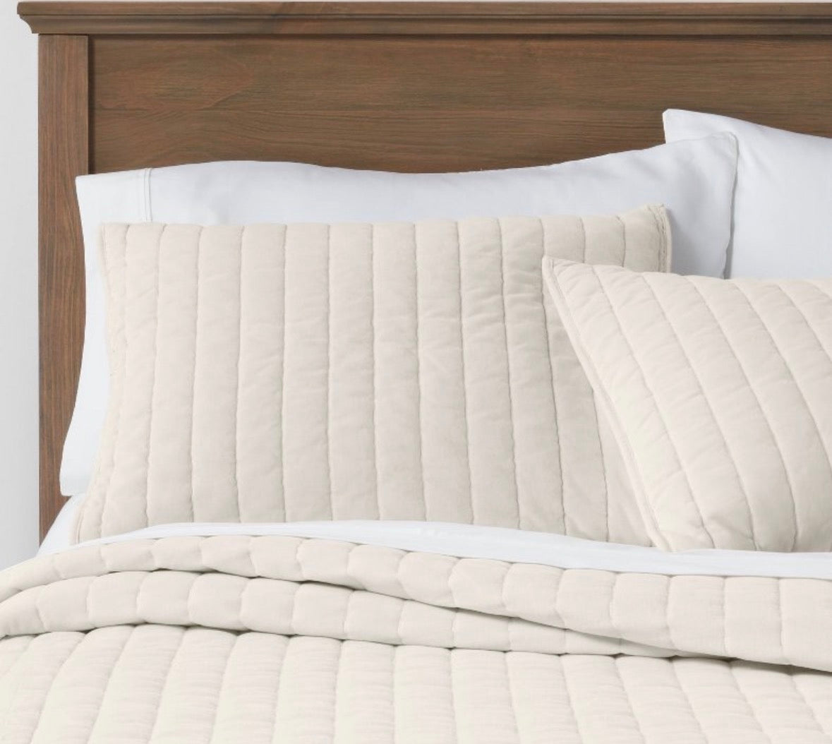 Threshold Standard Channel Stitch Velvet Pillow Shams Set, New
