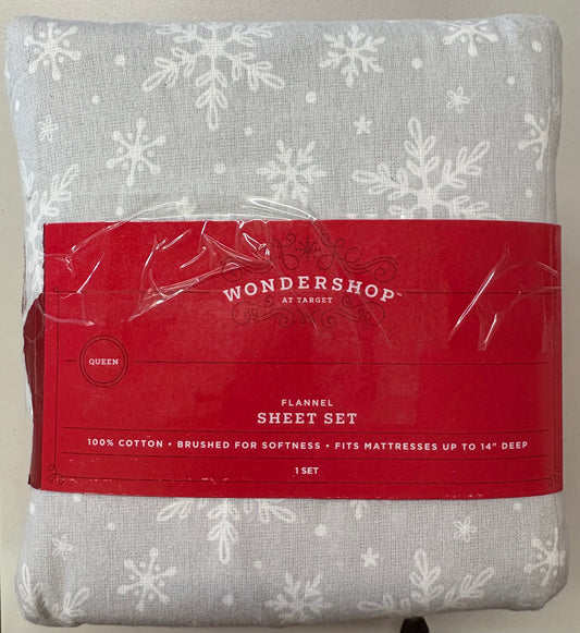 Wondershop Queen 100% Cotton Flannel Sheet Set, New