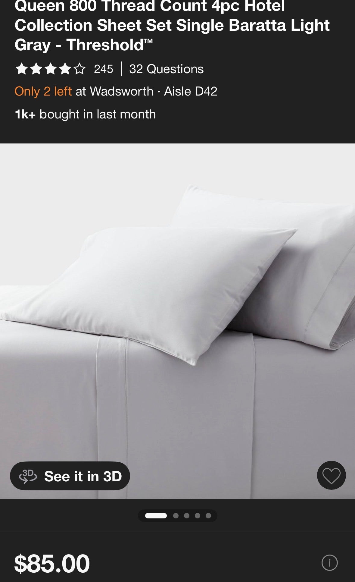 Threshold Queen Hotel Collection Sheet Set, New