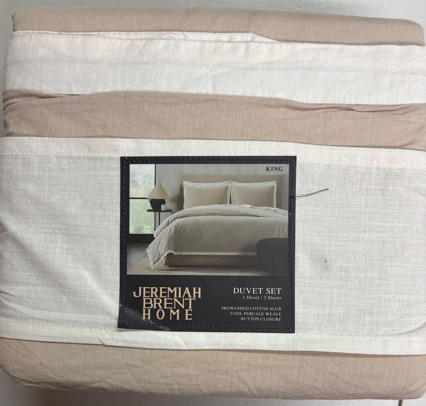Jeremiah Brent King Contrast Border Cotton Duvet Set, New