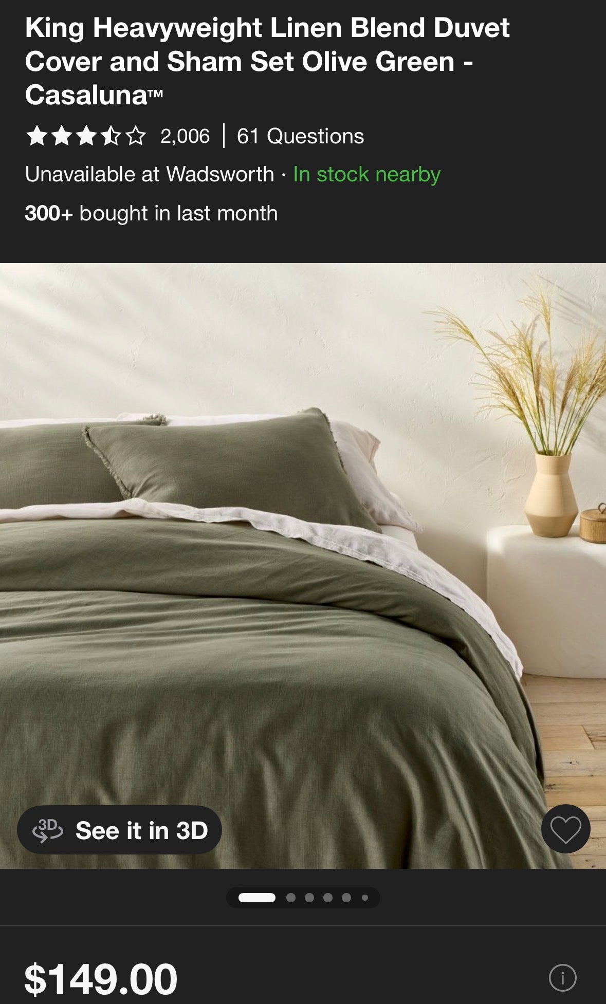 Casaluna King Heavyweight Linen Blend Duvet Set, New