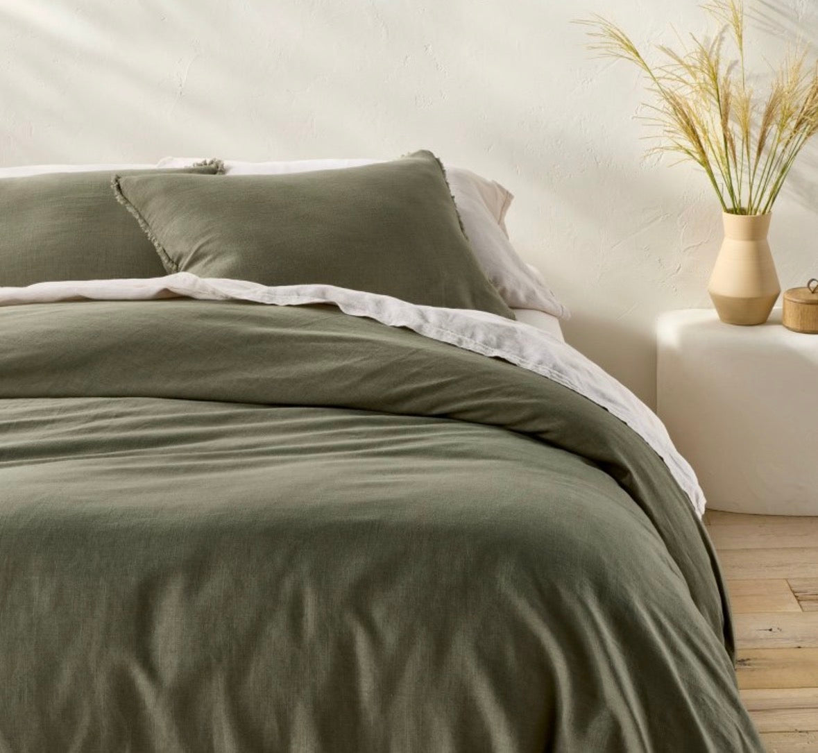 Casaluna King Heavyweight Linen Blend Duvet Set, New