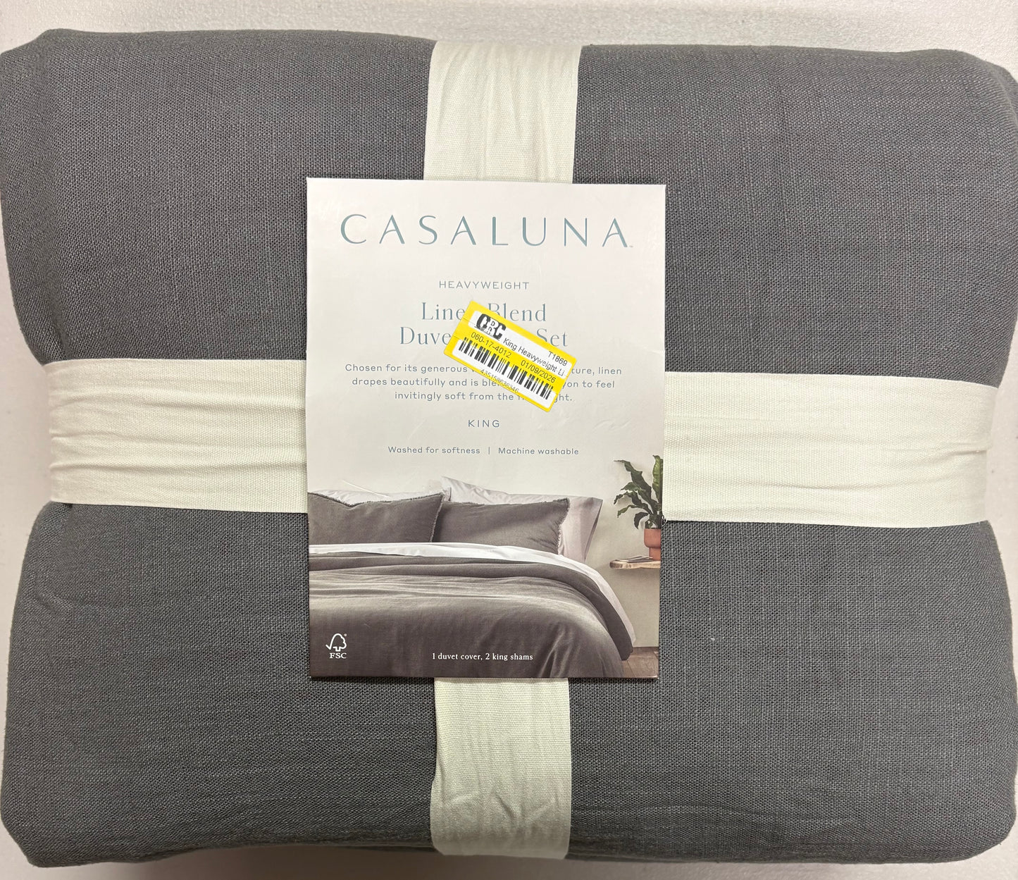 Casaluna King Heavyweight Linen Blend Duvet Set, New