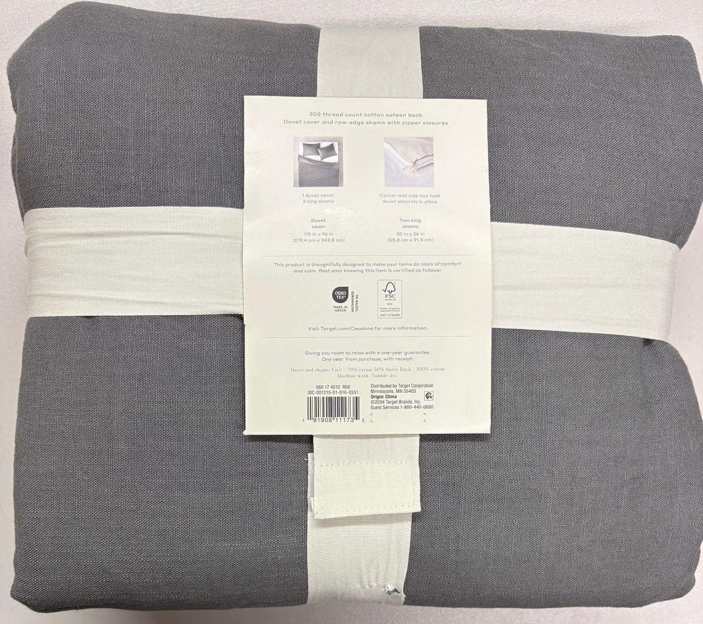 Casaluna King Heavyweight Linen Blend Duvet Set, New