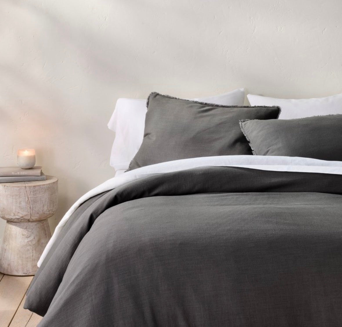 Casaluna King Heavyweight Linen Blend Duvet Set, New