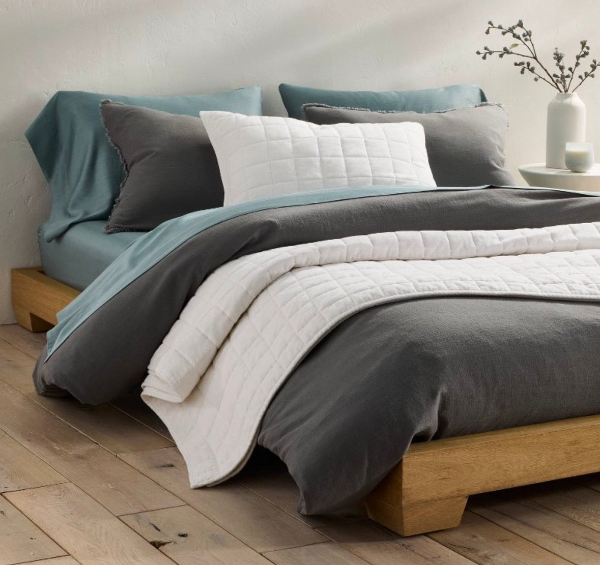 Casaluna King Heavyweight Linen Blend Duvet Set, New