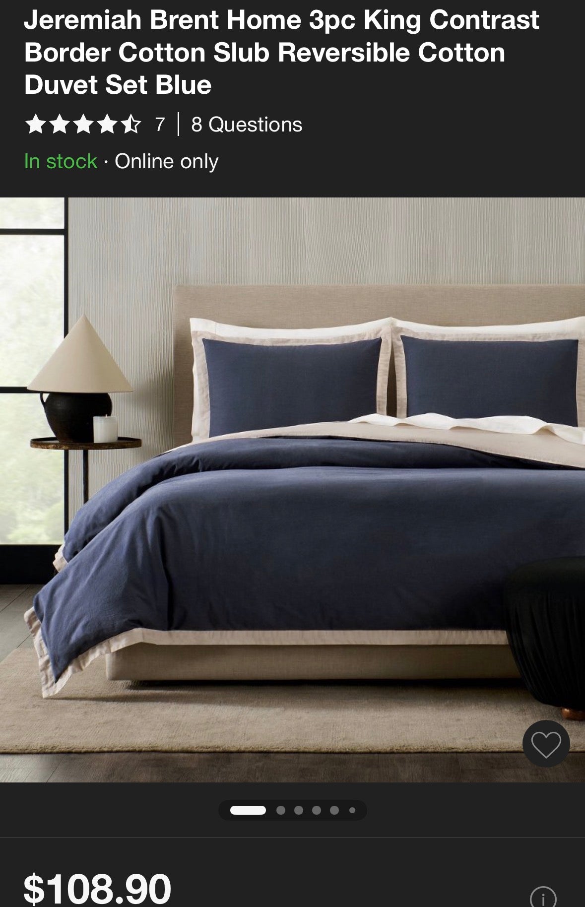 Jeremiah Brent King Contrast Border Cotton Duvet, New