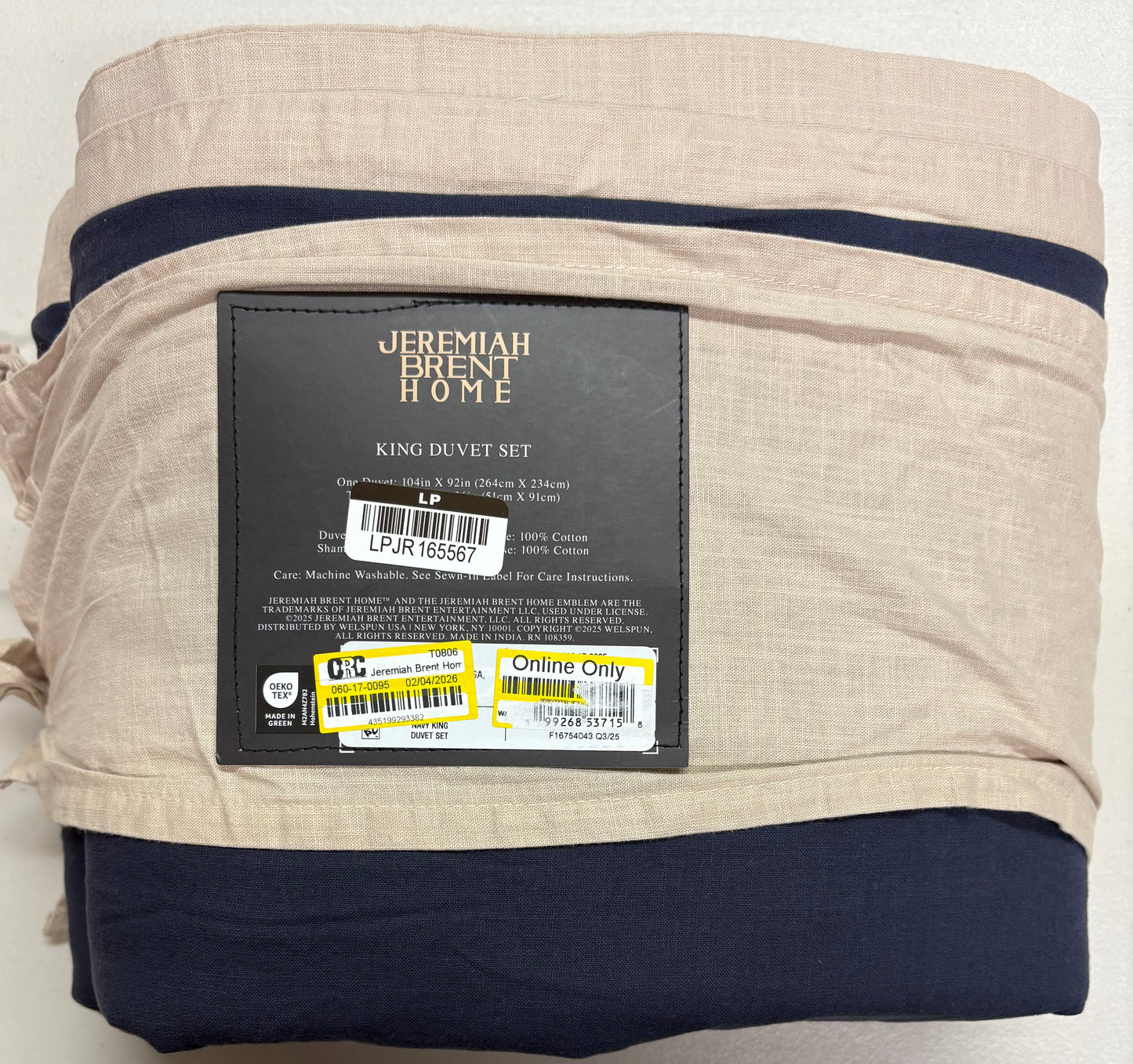 Jeremiah Brent King Contrast Border Cotton Duvet, New