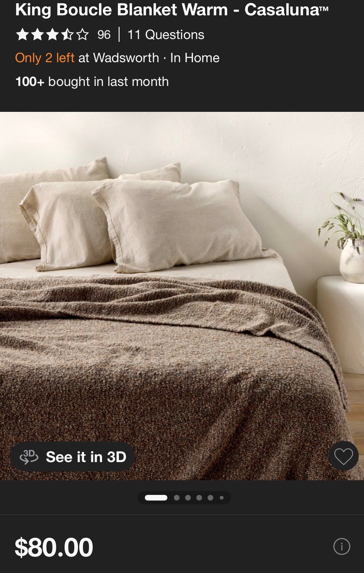 Casaluna King Boucle Bed Blanket, New
