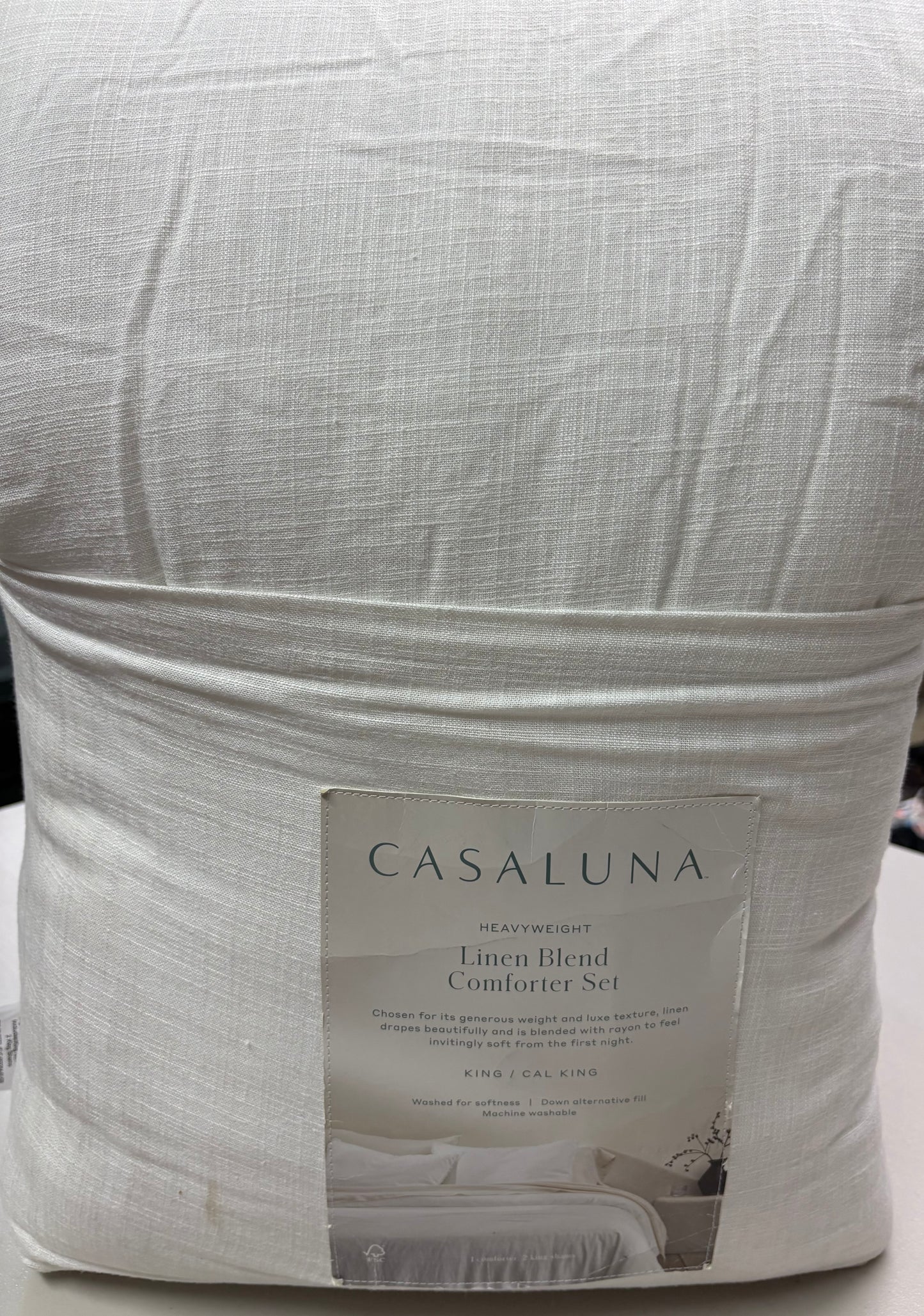Casaluna King/Cal King Heavyweight Linen Blend Comforter & Sham Set, New