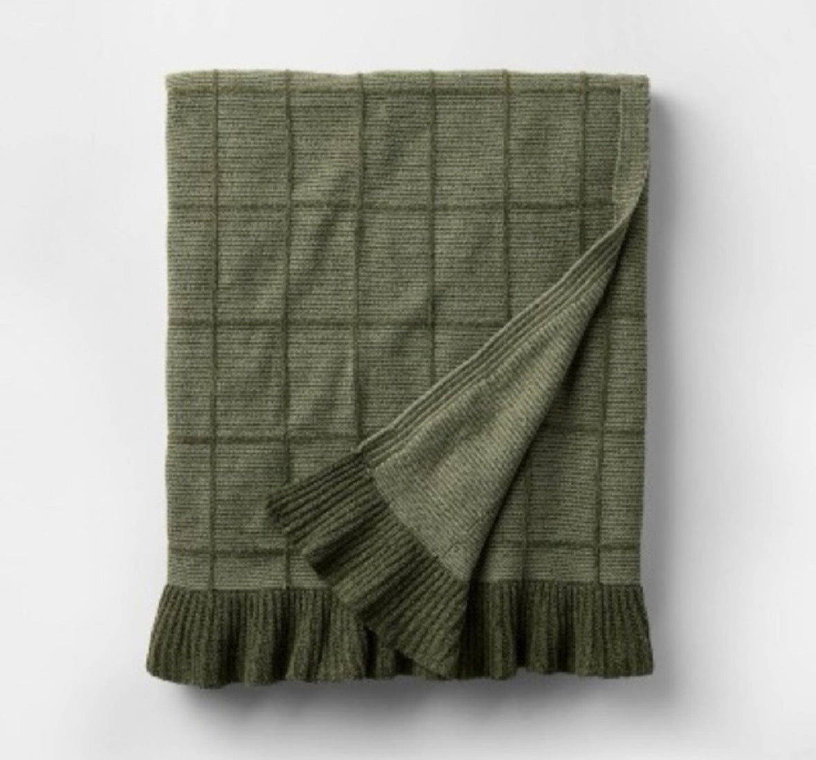 Studio McGee 50”x60” Ruffle Plaid Throw Blanket, New