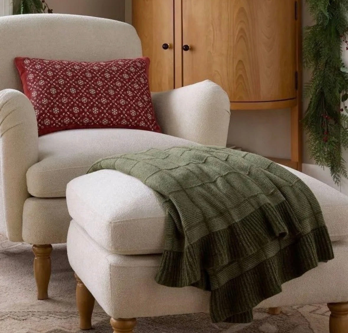 Studio McGee 50”x60” Ruffle Plaid Throw Blanket, New