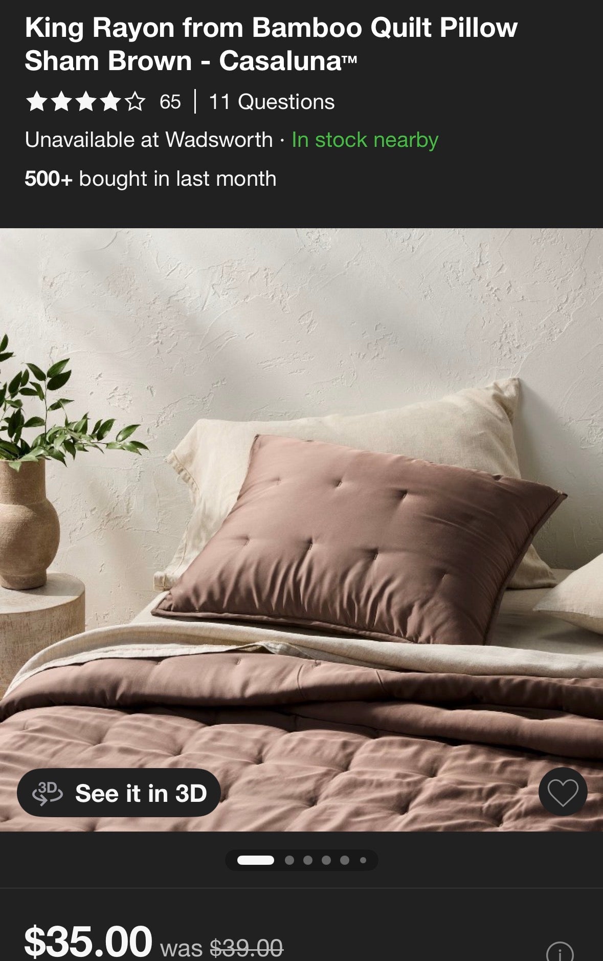 Casaluna King Blissful Bamboo Pillow Shams Set, New