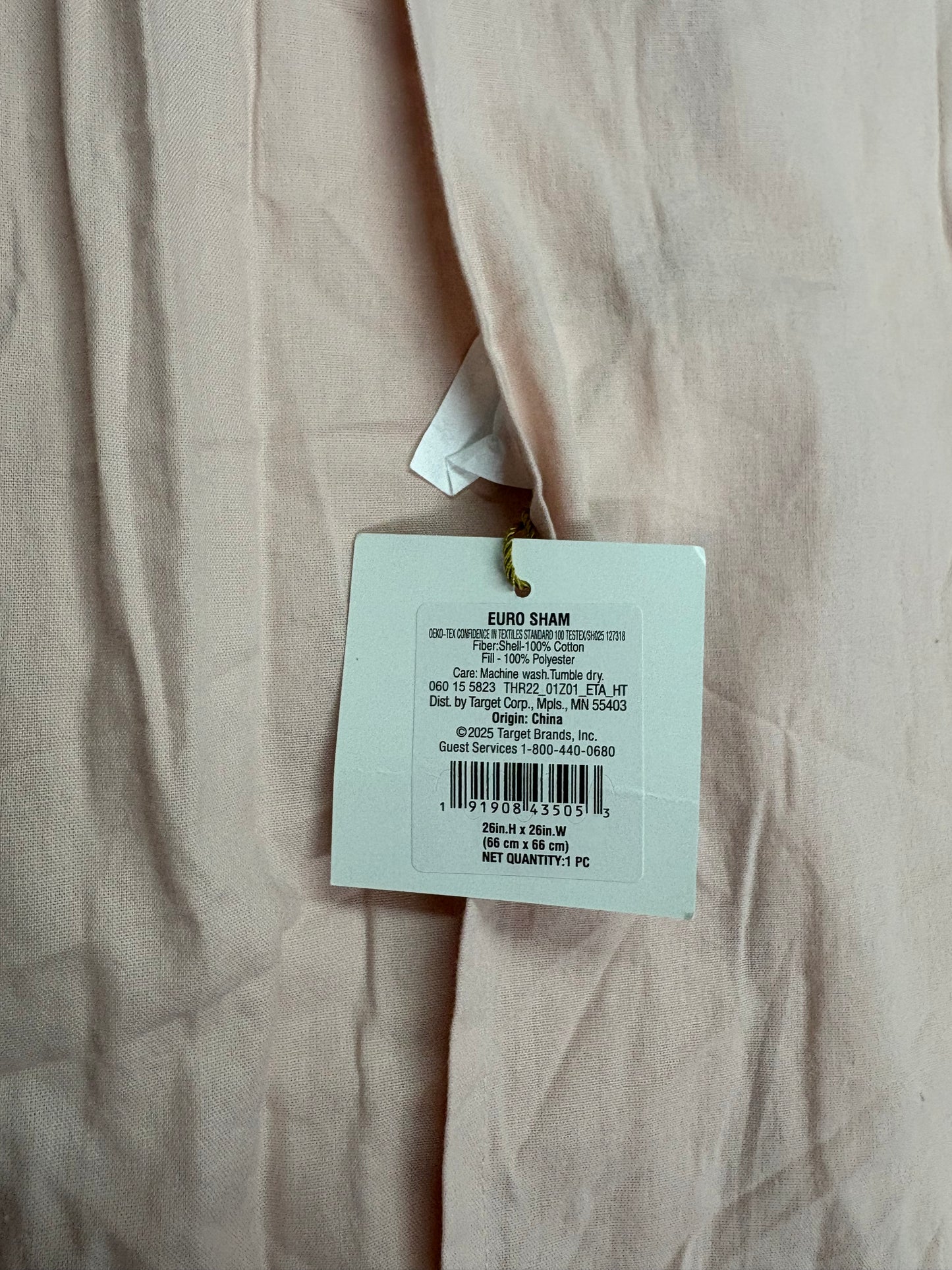 Threshold Euro Channel Stitch Velvet Pillow Sham, New