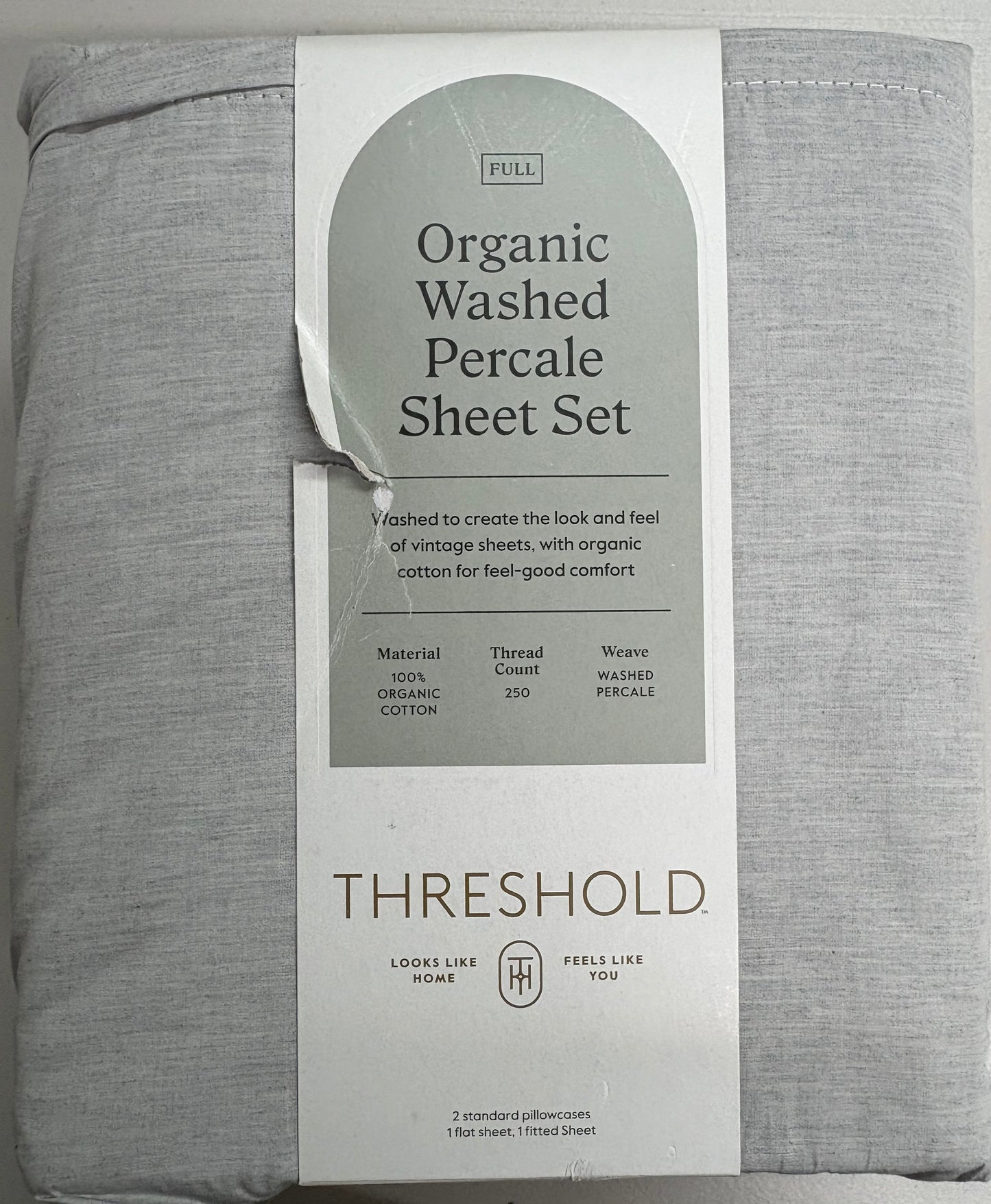 Threshold Full Organic Cotton Percale Sheet Set, New