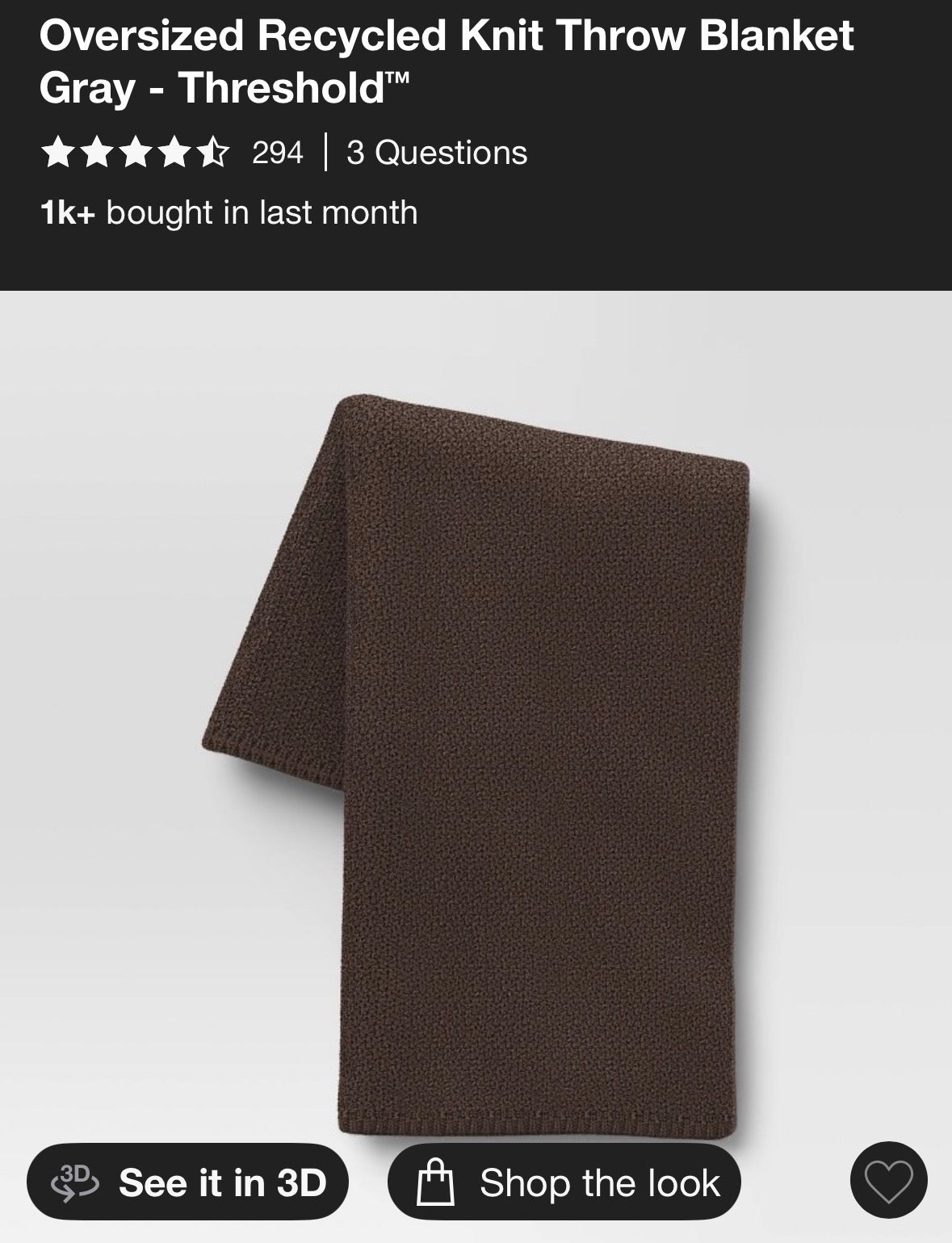 Threshold 50”x70” Oversized Recycled Knit Throw, New