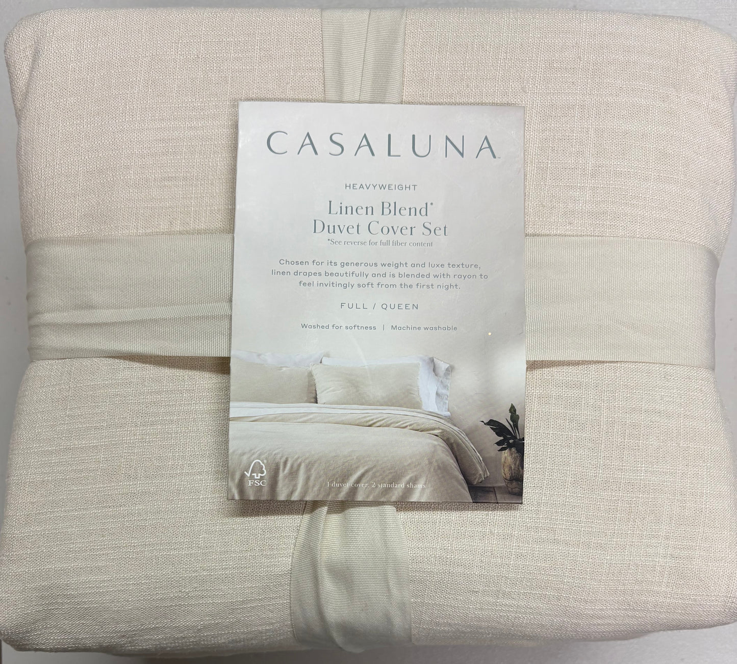 Casaluna Full/Queen Heavyweight Linen Blend Duvet Set, New