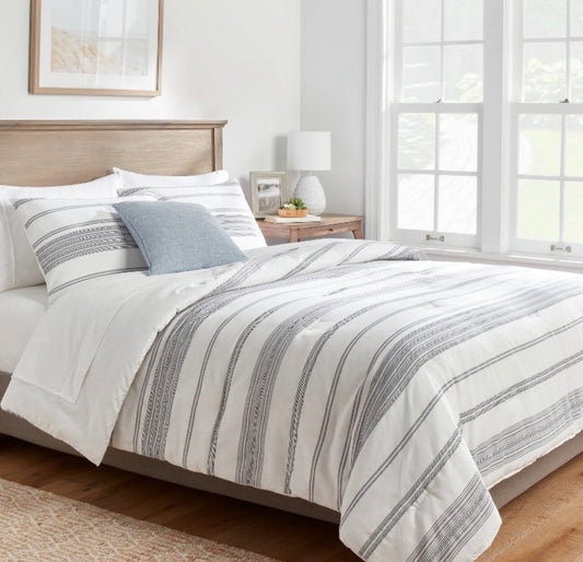 Threshold King Woven Stripe Comforter Set, New