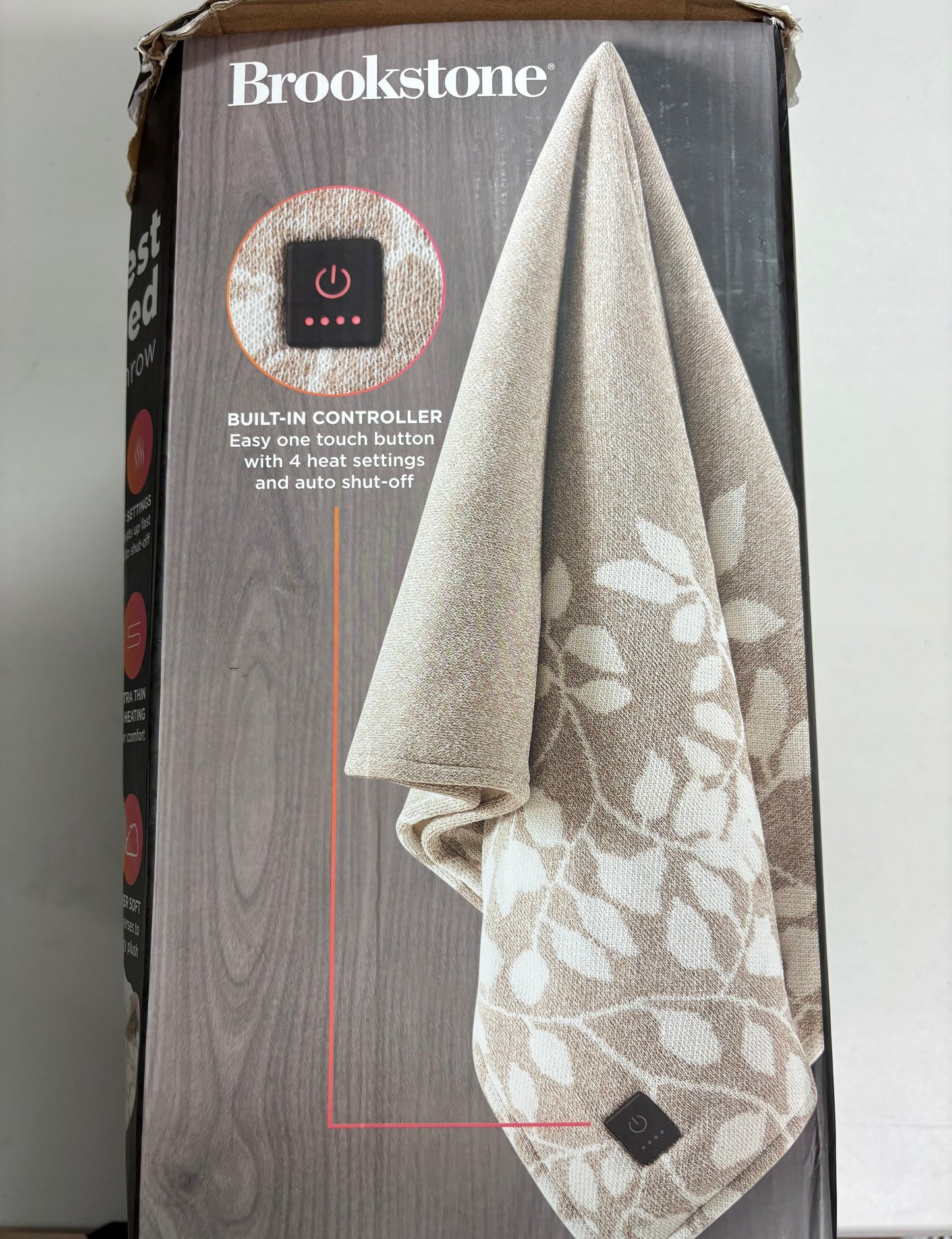 Brookstone 60”x70” Oversized Coziest Heated Knit Throw Blanket, New