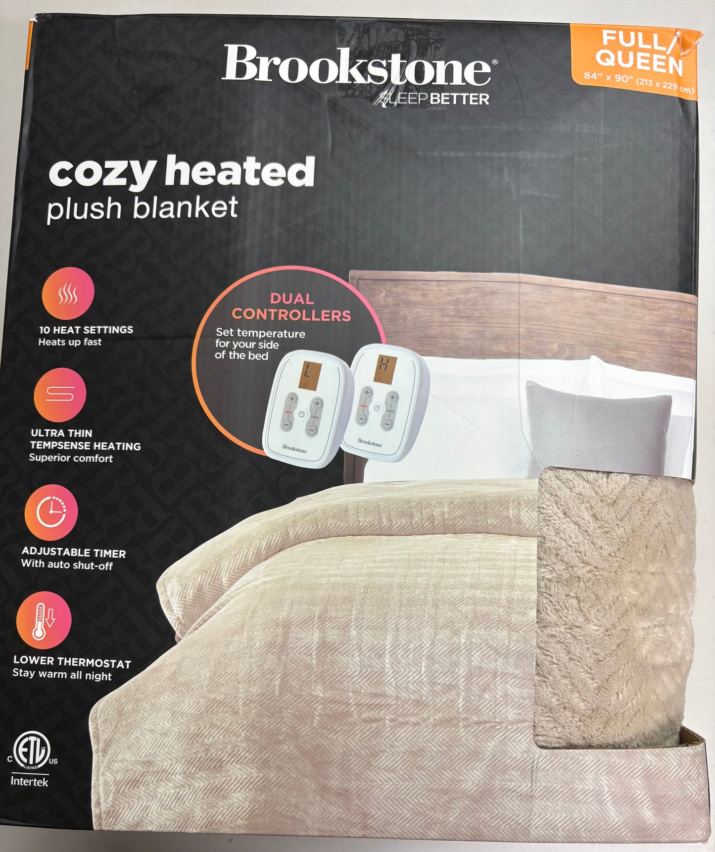 Brookstone Full/Queen Cozy Plush Heated Blanket, New