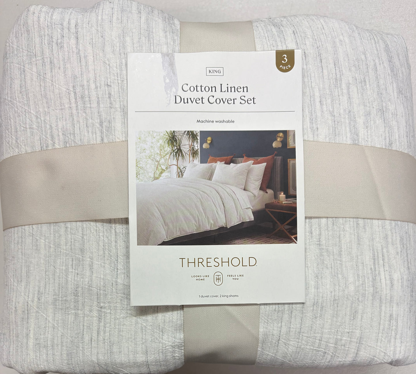 Threshold King Space Dyed Cotton Linen Duvet Set, New