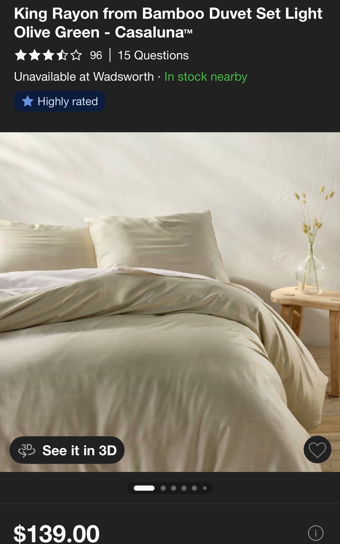 Casaluna King Blissful Bamboo Duvet Set, New