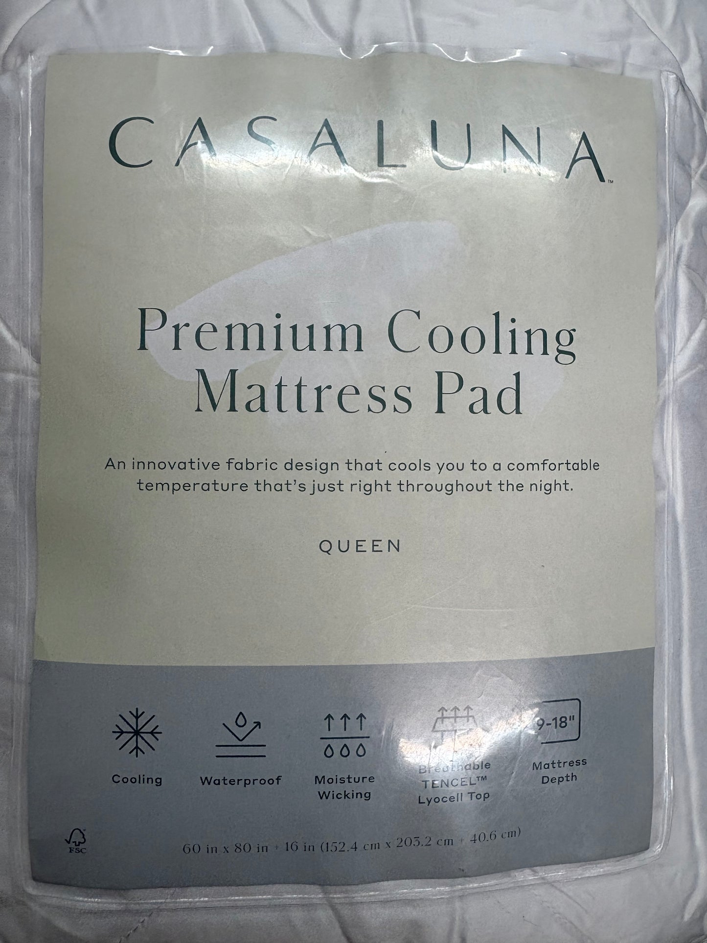 Casaluna Queen Premium Cooling Mattress Pad, New