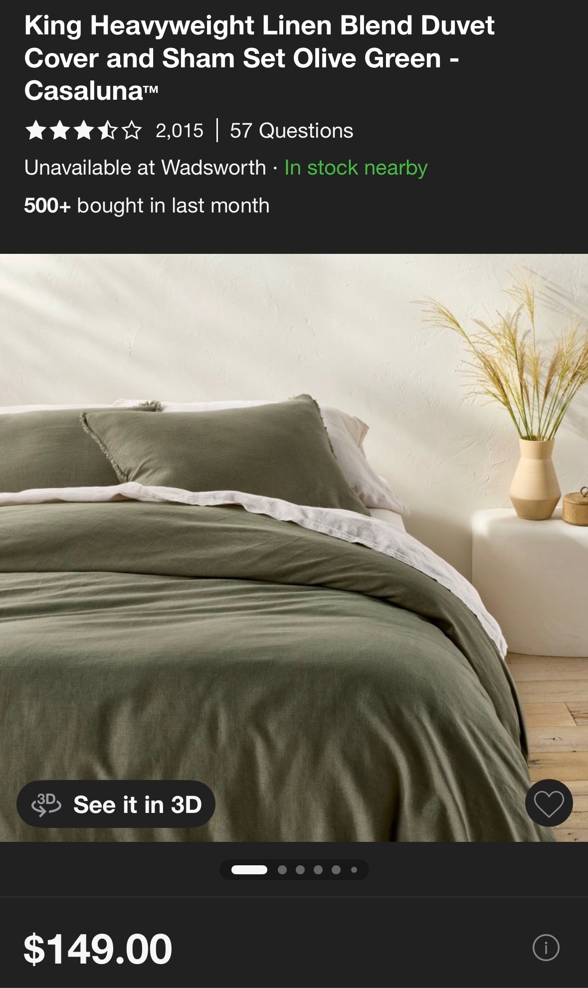 Casaluna King Heavyweight Linen Blend Duvet Set