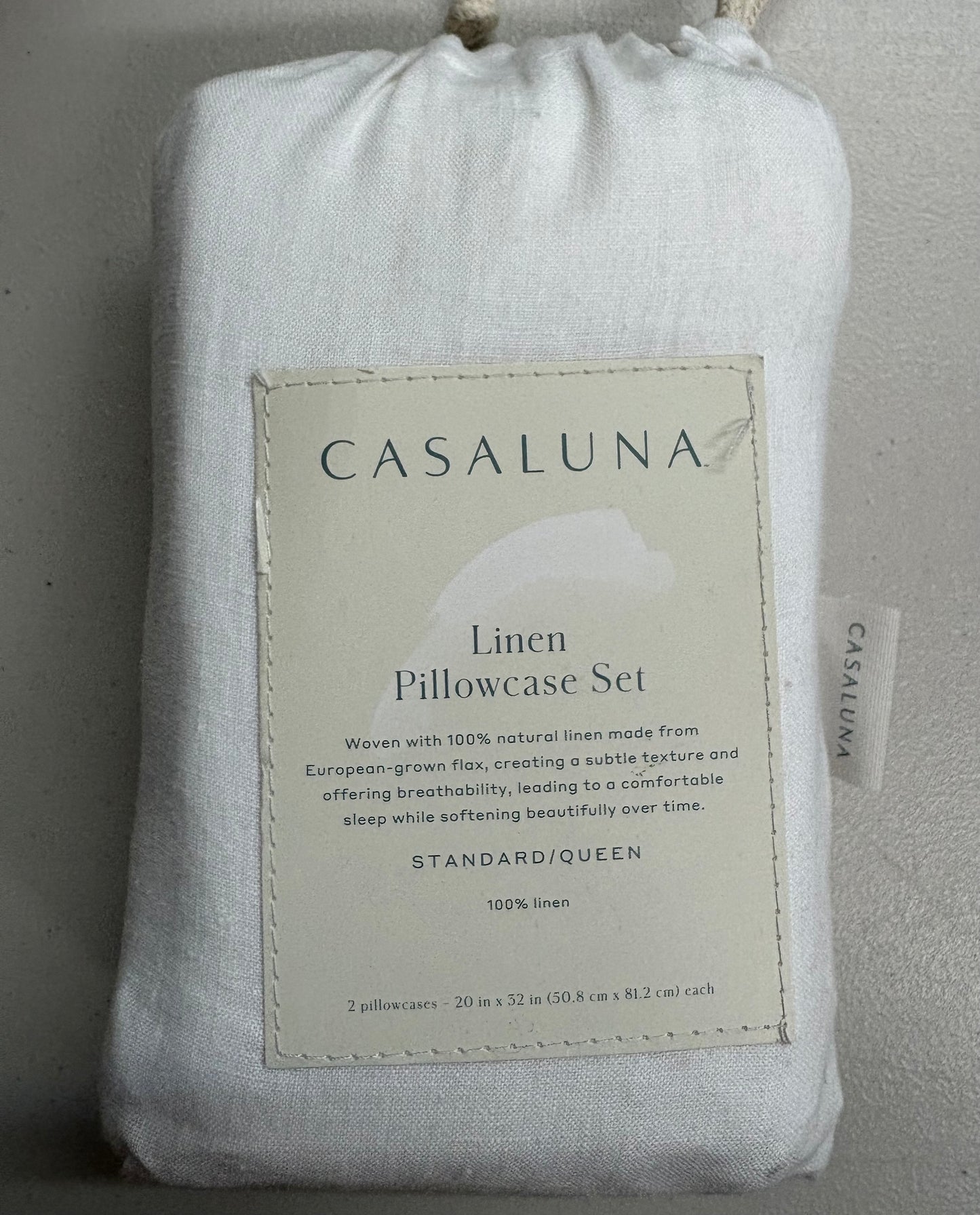 Casaluna Standard 100% Linen Pillowcase Set, New