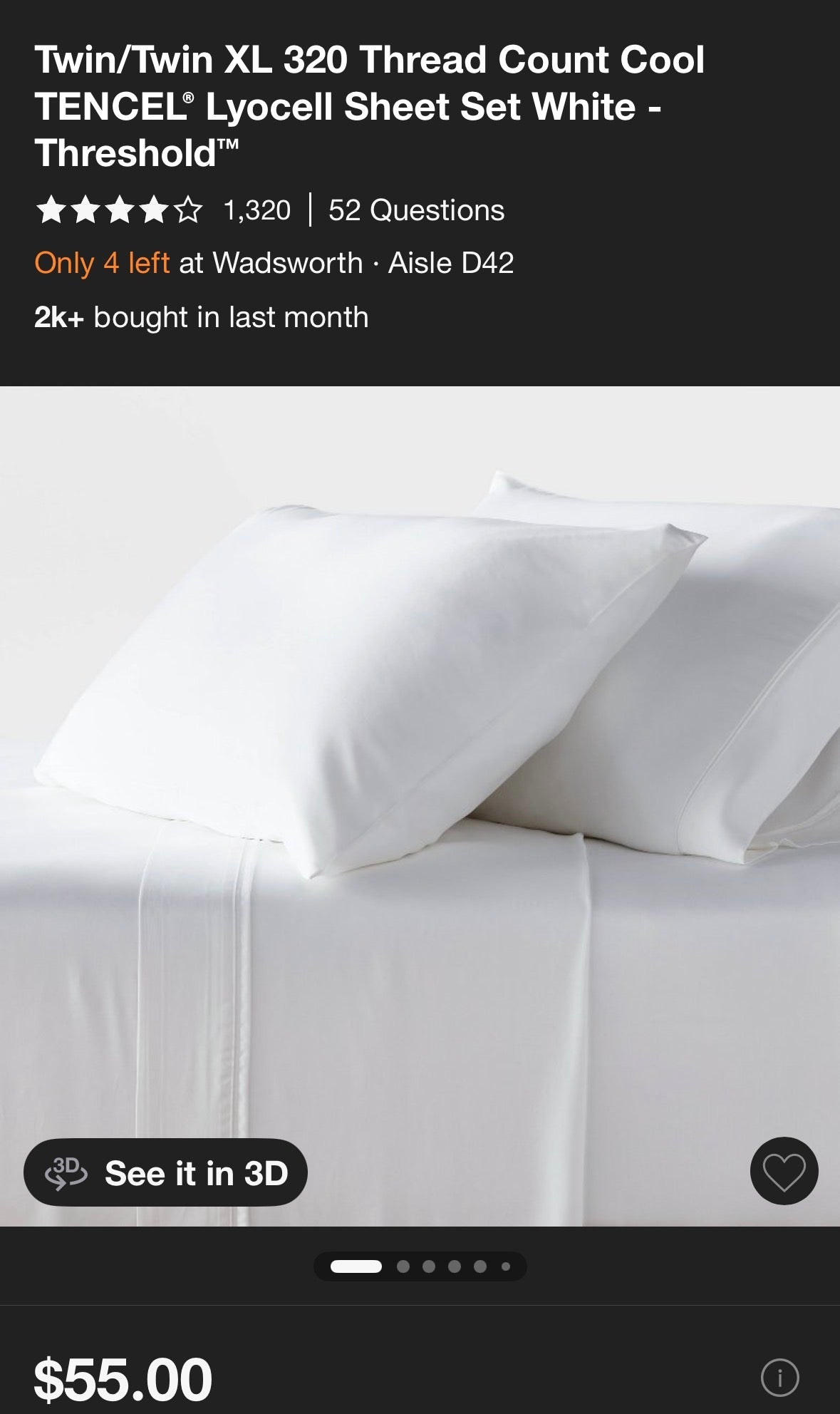 Threshold Twin/XL Twin Tencel Lyocell Sheet Set, New