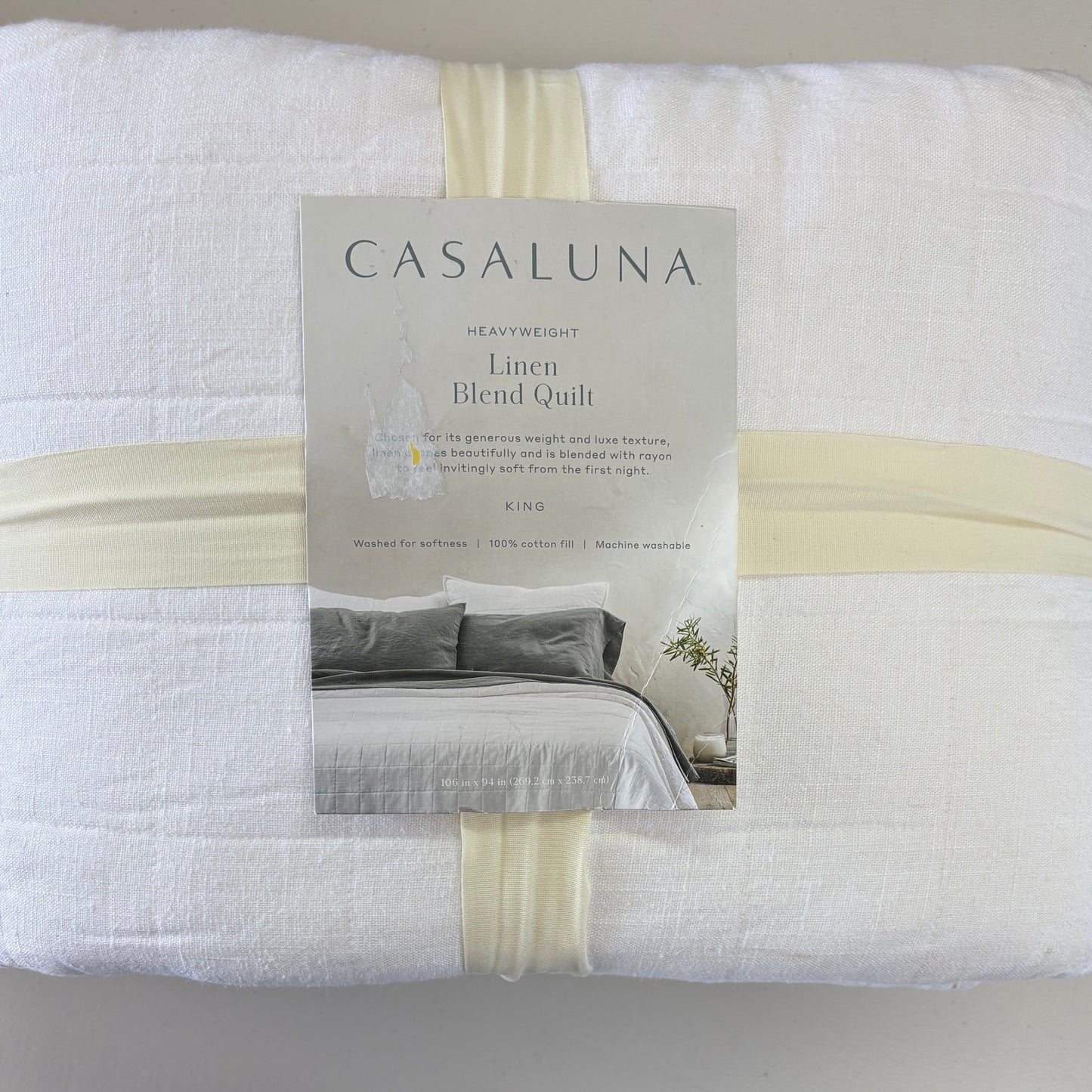 Casaluna King Heavyweight Linen Blend Quilt, New